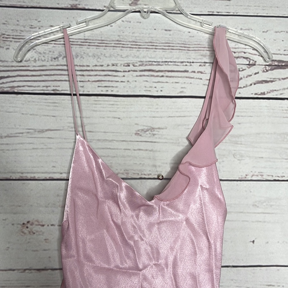 NWT Topshop Asymmetrical Frill Maxi Slip Dress Dress Sz 10! - Picture 7 of 15